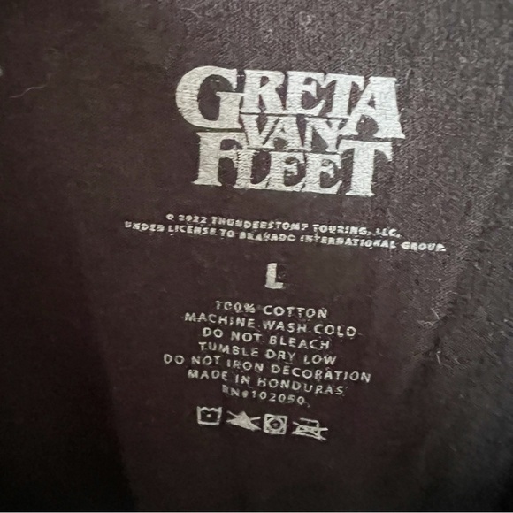 Greta Van Fleet 2022 Tour T-Shirt Size Large Dreams in Gold Tour Black/Gold - Picture 4 of 6